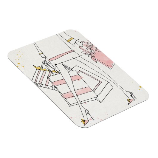 Wild Apple | Modern Pink Fashion Sketch Magnet (Rechte Seite)