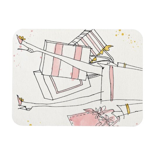 Wild Apple | Modern Pink Fashion Sketch Magnet (Horizontal)