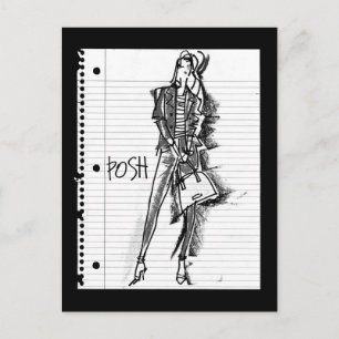 Wild Apple Posh - Edgy Vintage Sketch Postkarte