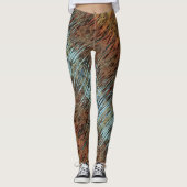 Wild Aqua Blue Brown und Orange Tribal Abstrakt Leggings (Vorderseite)