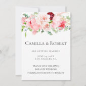 Wild-Aquarellgarten Save the Date rosa (Rückseite)