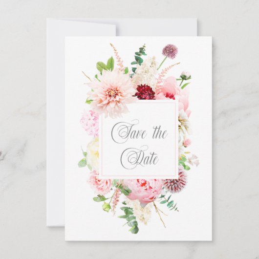Wild-Aquarellgarten Save the Date rosa (Vorderseite)