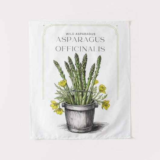 Wild Asparagus Sketch Design: Natur Inspiriert Wandteppich (Vorderseite)