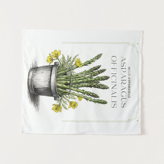 Wild Asparagus Sketch Design: Natur Inspiriert Wandteppich (Vorderseite (Horizontal))