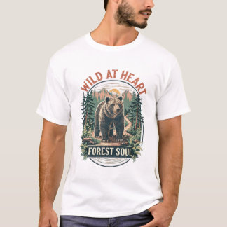 Wild At Heart Forest Soul Bär Vintage Outdoor T-Shirt