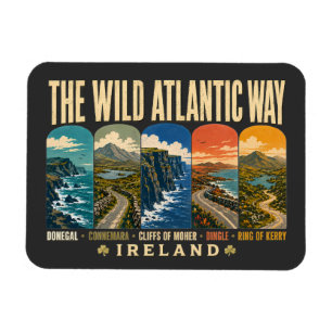 Wild Atlantic Way Irland Landmark-Illustration Magnet