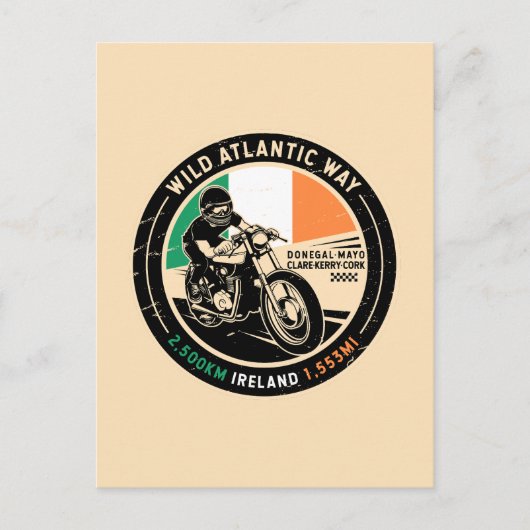 Wild Atlantic Way | Irland | Motorrad Postkarte (Vorderseite)