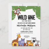 Wild auf dem Weg Jungle Thema Babydusche Einladung (Vorderseite)