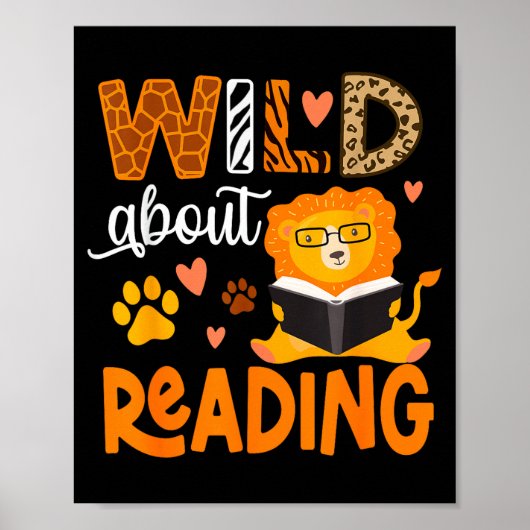 Wild aufs Lesen Buch Tier Kinderbuch Poster (Vorne)