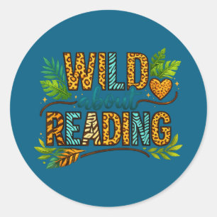 Wild aufs Lesen von Büchern und Bücherwurm Runder Aufkleber