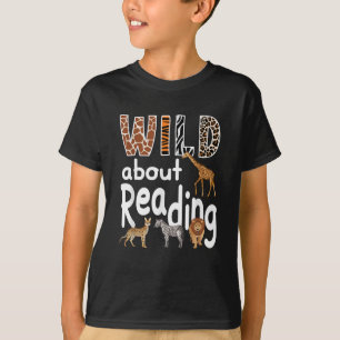 Wild aufs Lesen Zoo-Tiere Süßes Buchliebhaber T-Shirt