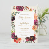 Wild Autumn Bouquet | Einladung der Babydusche (Stehend Vorderseite)