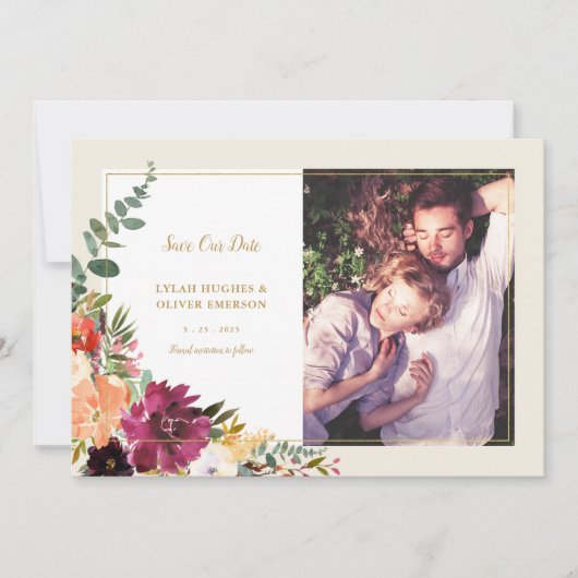 Wild Autumn Bouquet | Foto Save the Date kündigen Ankündigung (Vorderseite)