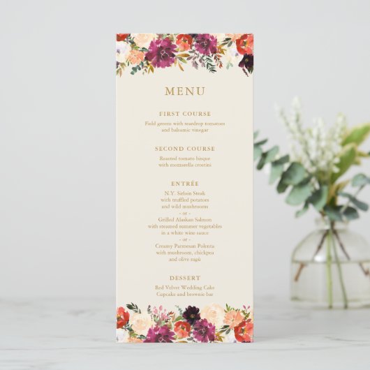 Wild Autumn Bouquet | Hochzeitsmenü (Stehend Vorderseite)