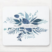 Wild Azure | Blaues botanisches Personalisiert Mousepad (Vorne)
