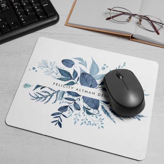 Wild Azure | Blaues botanisches Personalisiert Mousepad