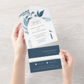 Wild Azure Blue Botanical Arch Wedding All In One Einladung (Abreißen)