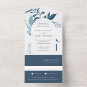 Wild Azure Blue Botanical Arch Wedding All In One Einladung (Innen Boden)