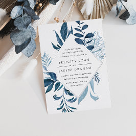 Wild Azure | Blue Watercolor Foliage Wedding Folieneinladung
