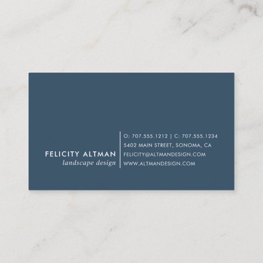 Wild Azure | Botanisch Visitenkarte (Rückseite)