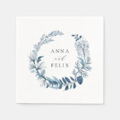 Wild Azure | Botanische Wraath-Hochzeit Serviette (Vorderseite)