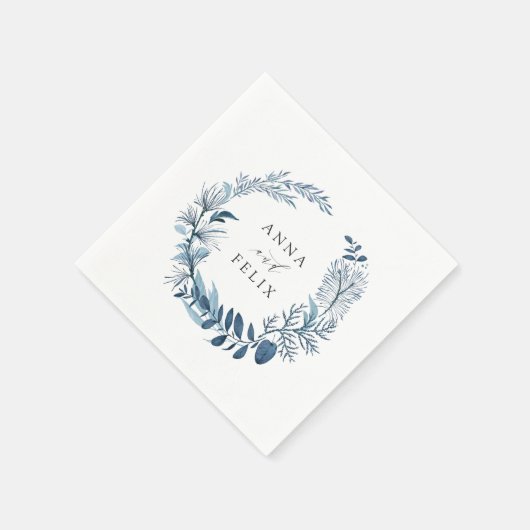 Wild Azure | Botanische Wraath-Hochzeit Serviette (Ecke)