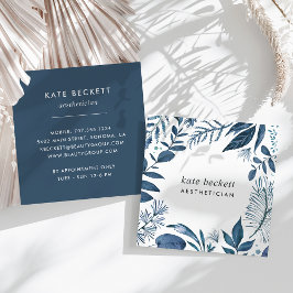 Wild Azure | Botanischer Rahmen Quadratische Visitenkarte