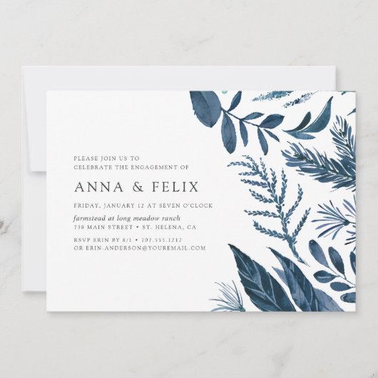 Wild Azure Engagement Party Einladung (Vorderseite)