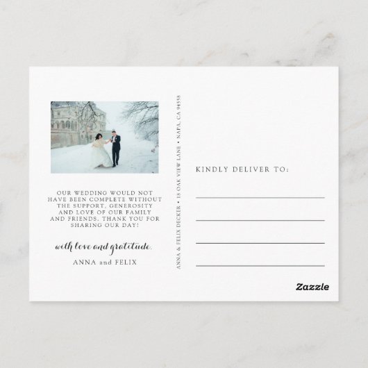 Wild Azure | Hochzeitsszenario Foto Vielen Dank Postkarte (Rückseite)