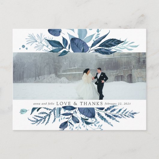 Wild Azure | Hochzeitsszenario Foto Vielen Dank Postkarte (Vorderseite)