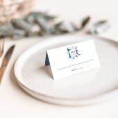 Wild Azure Monogram Wedding Platzkarte