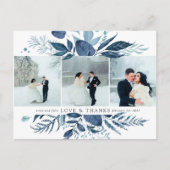 Wild Azure | Multi Foto Wedding Vielen Dank Postkarte (Vorderseite)