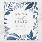 Wild Azure | Personalisierte Hochzeit Weinetikett (Einzelnes Label)