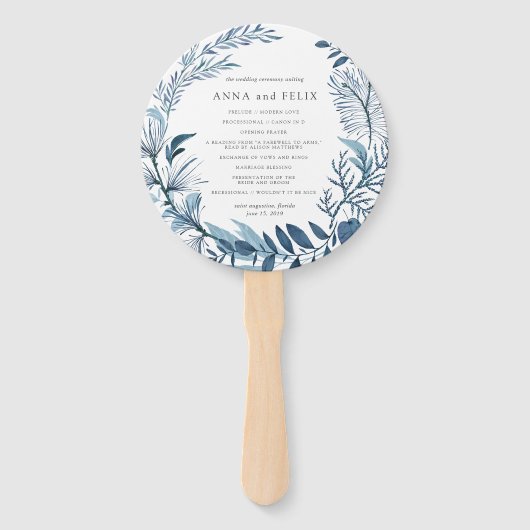 Wild Azure Wedding Program Fächer (Vorderseite)