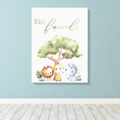 Wild Baby Safari Animals Wall Art Décor Leinwand (Insitu (Holzboden))