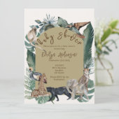 Wild Baby Shower Einladung (Stehend Vorderseite)