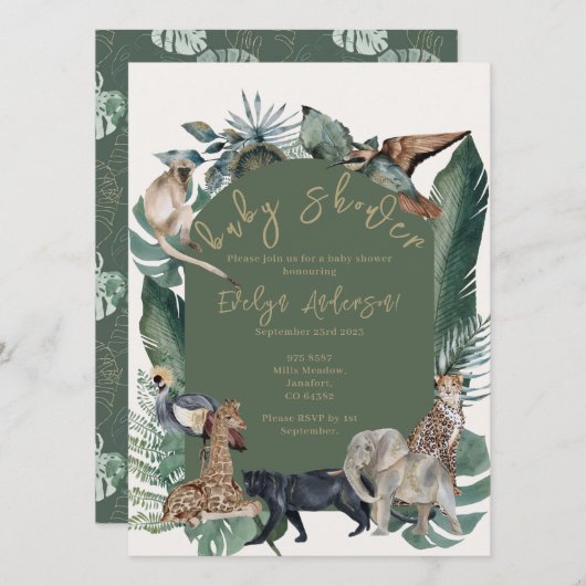 Wild Baby Shower Einladung (Vorne/Hinten)