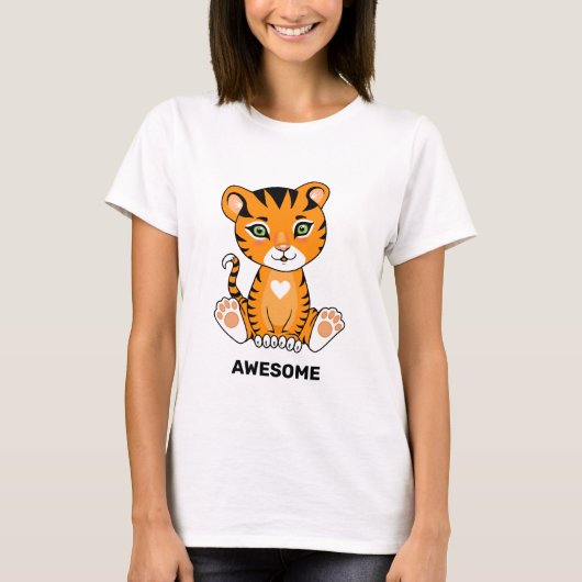 Wild Baby Tiger Animal Cartoon T-Shirt (Vorderseite)