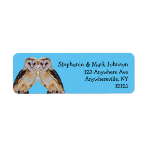 Wild Barn Owl Bird Artwork Name Personalized Blue