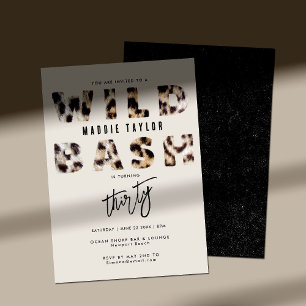 Wild Bash Leopard Fur Letters 30. Geburtstag Party Einladung