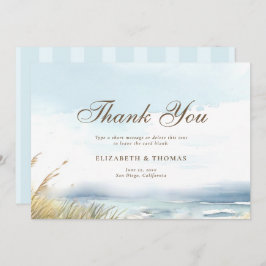 Wild Beach Fence Ocean Grass Chic Elegante Hochzei Dankeskarte