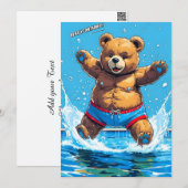 Wild Bear Summer Vintage Pool  Feiertagskarte (Vorne/Hinten)