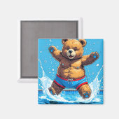 Wild Bear Summer Vintage Pool Magnet (Vorderseite/Rückseite)