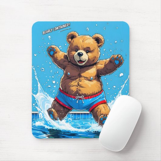 Wild Bear Summer Vintage Pool  Mousepad (Mit Mouse)