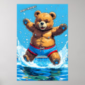 Wild Bear Summer Vintage Pool Poster (Vorne)