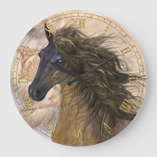 Wild Beauty Horse Wall Clock Große Wanduhr (Vorderseite)