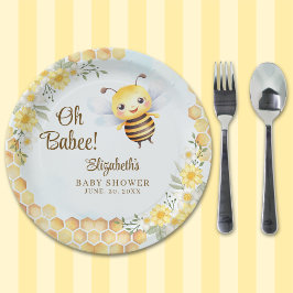 Wild Bee Baby shower Gender Neutral Pappteller