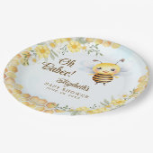 Wild Bee Baby shower Gender Neutral Pappteller (Schrägansicht)