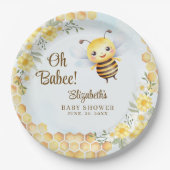 Wild Bee Baby shower Gender Neutral Pappteller (Vorderseite)