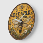 Wild Bee Rustic Farmhouse Große Wanduhr (Winkel)